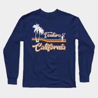 Downtown Ventura California Surfing Beach retro surfer Long Sleeve T-Shirt